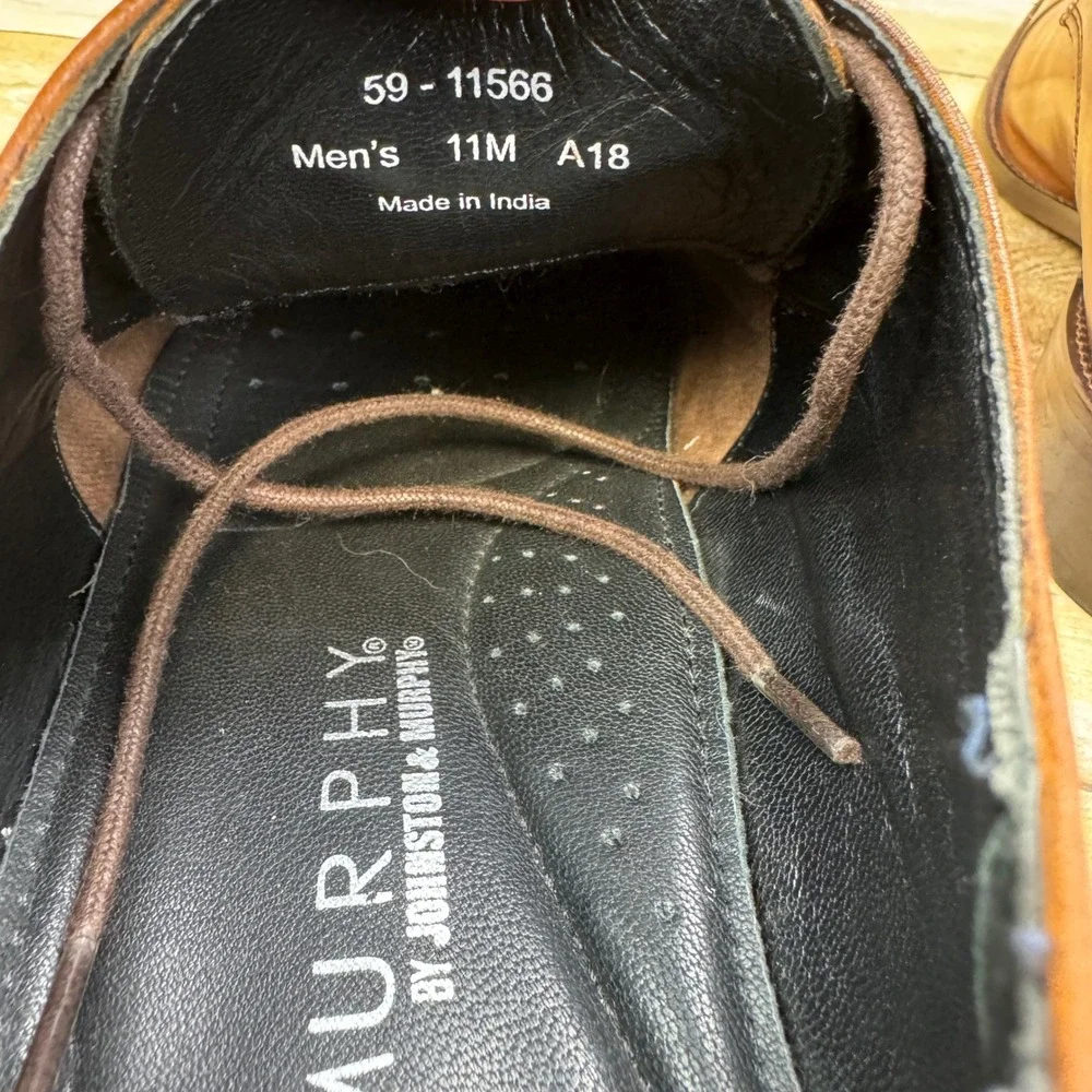 J Murphy Dress Shoes Mens 11 Brown Leather Cap Toe‎ Derby Oxford Office Formal